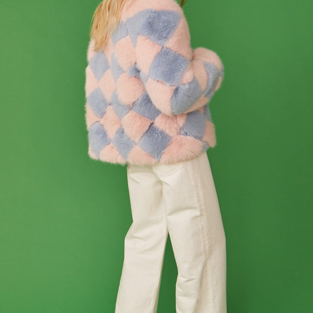 Delilah Pink Blue Faux Fur Jacket-3