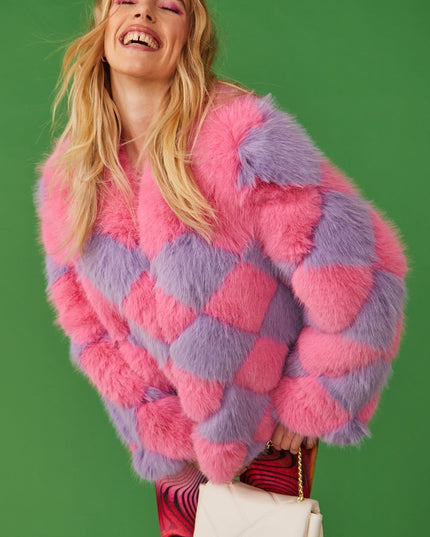 Delilah Pink Purple Faux Fur Jacket-0