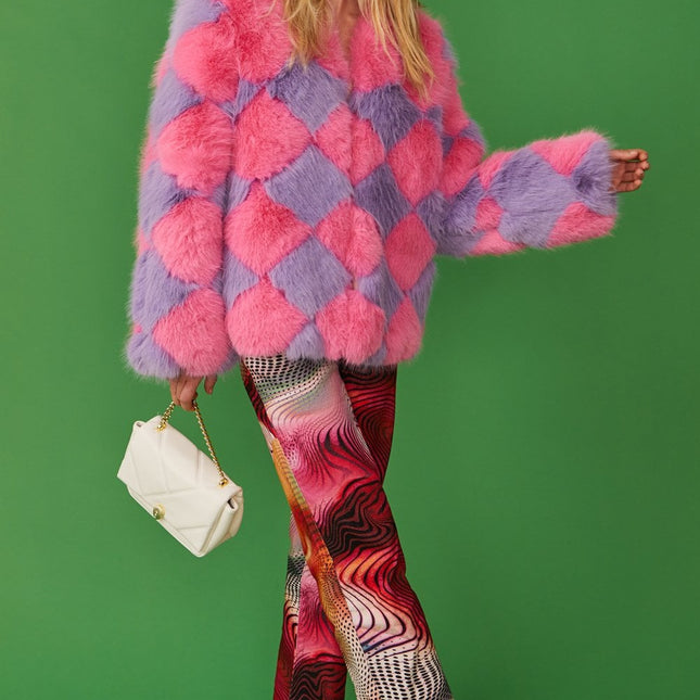 Delilah Pink Purple Faux Fur Jacket-1