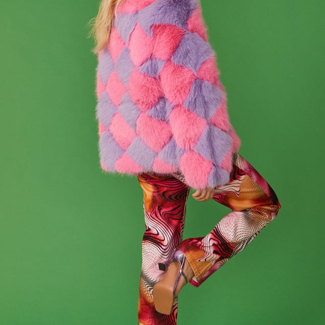 Delilah Pink Purple Faux Fur Jacket-2