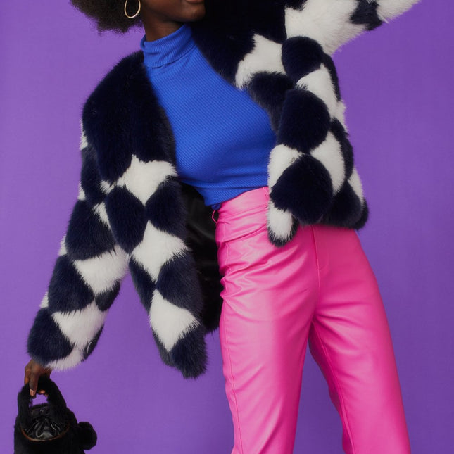 Delilah Black White Faux Fur Jacket-2