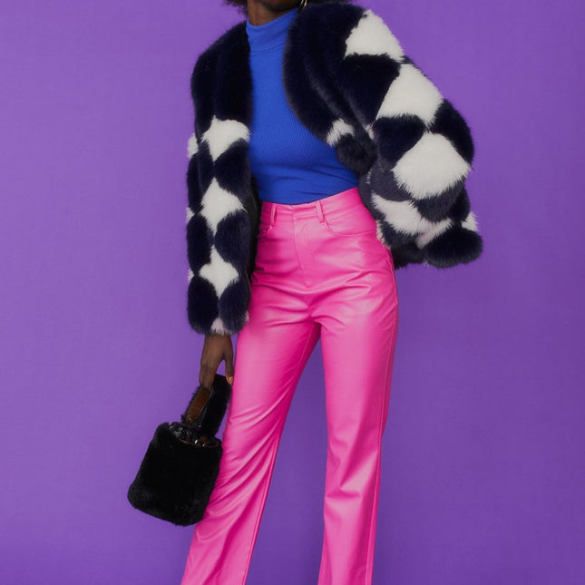 Delilah Black White Faux Fur Jacket-0