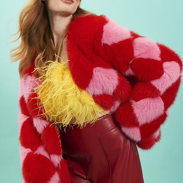 Delilah Red Pink Faux Fur Jacket-0