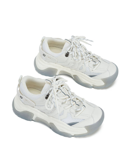 Lightweight Platform White Running Shoes-1