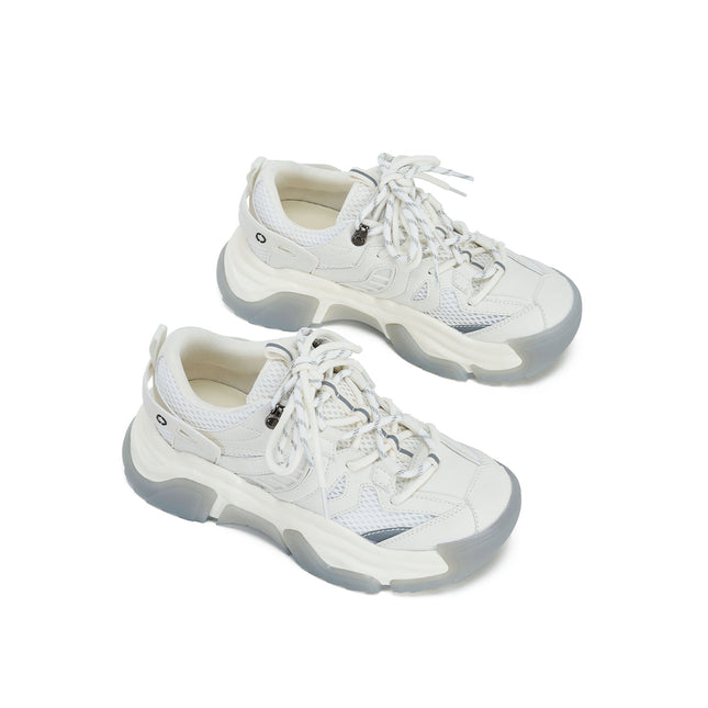 Lightweight Platform White Running Shoes-1