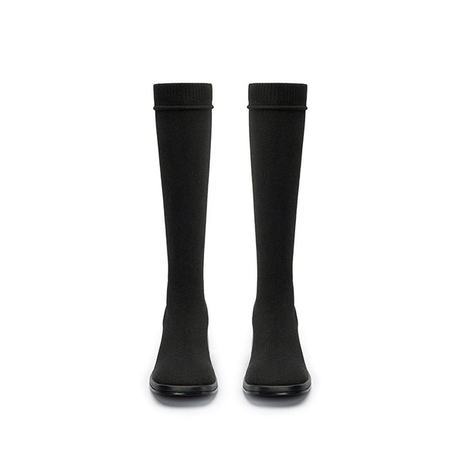 Mademoiselle Round Toe Knee High Sock Boots-2