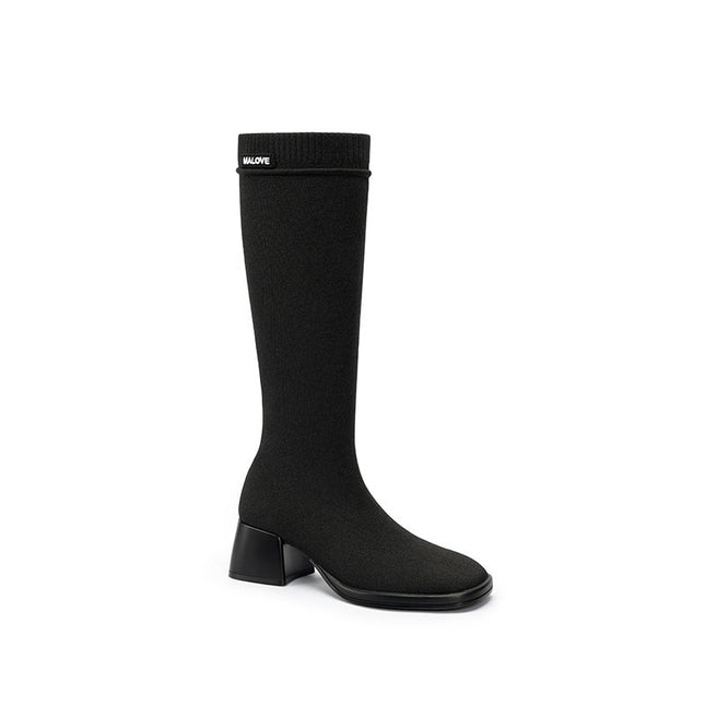 Mademoiselle Round Toe Knee High Sock Boots-3