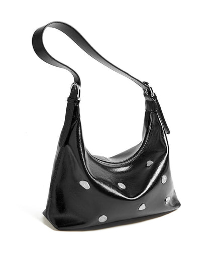 Metallic Studded Leather Underarm Bag-2
