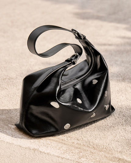 Metallic Studded Leather Underarm Bag-3