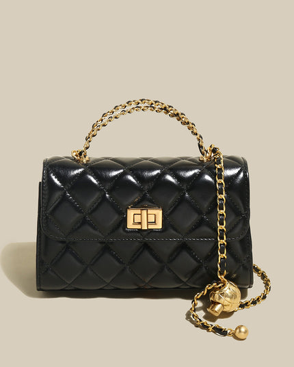 Mini Quilted Chain Strap Bag with Top Handle-0