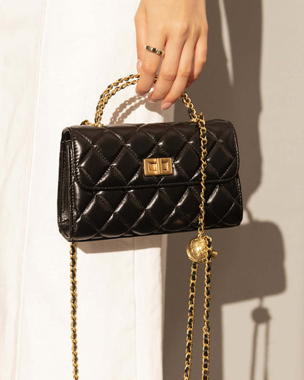 Mini Quilted Chain Strap Bag with Top Handle-2