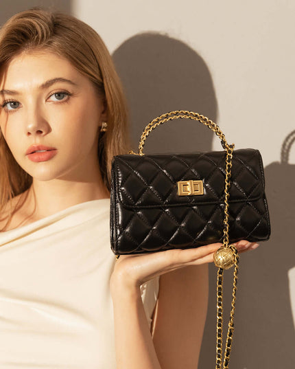 Mini Quilted Chain Strap Bag with Top Handle-3