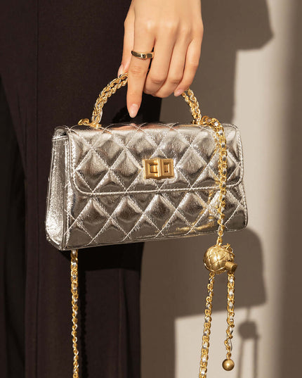 Mini Quilted Chain Strap Bag with Top Handle-5
