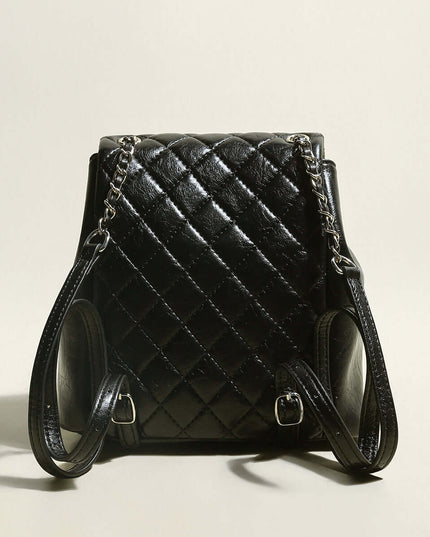 Multi-Pocket Chainstrap Quilted Backpack-2