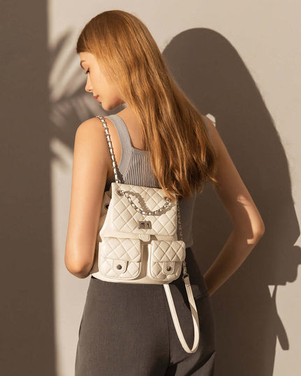 Multi-Pocket Chainstrap Quilted Backpack-6