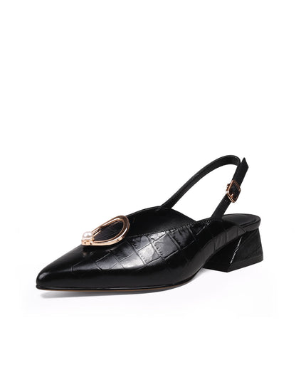 Pearl Retro Leather Slingback Sandals-1