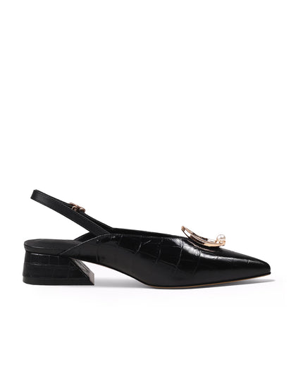 Pearl Retro Leather Slingback Sandals-2