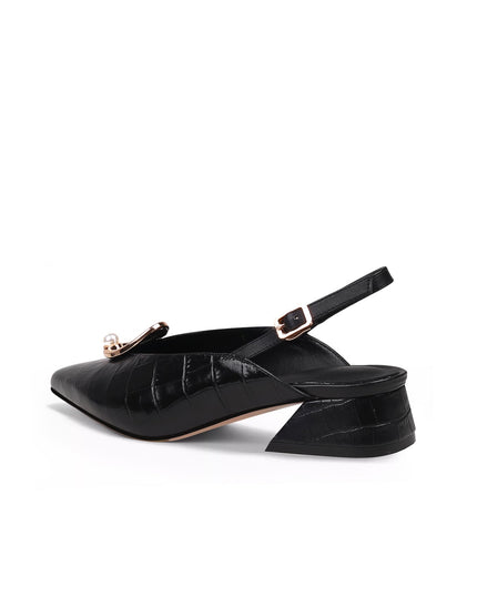 Pearl Retro Leather Slingback Sandals-3