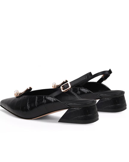 Pearl Retro Leather Slingback Sandals-4