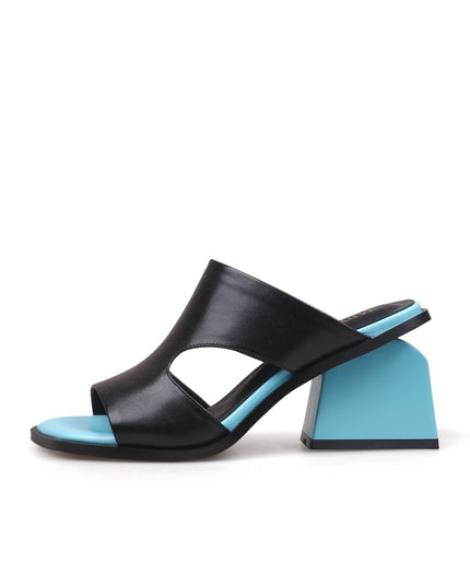 Peep Toe Cutout Chunky Sandals-5