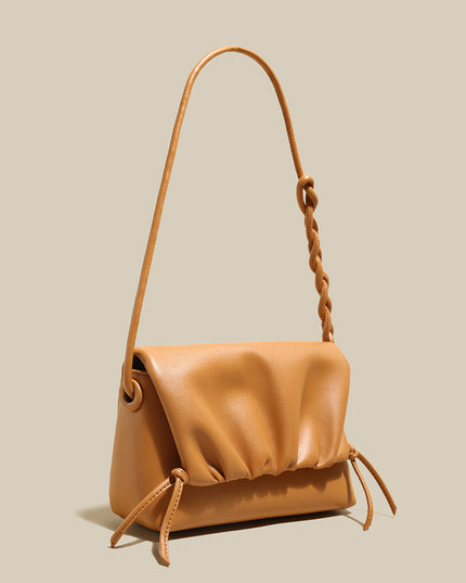 Pleated Semi-Braided Leather Shoulder Bag-1
