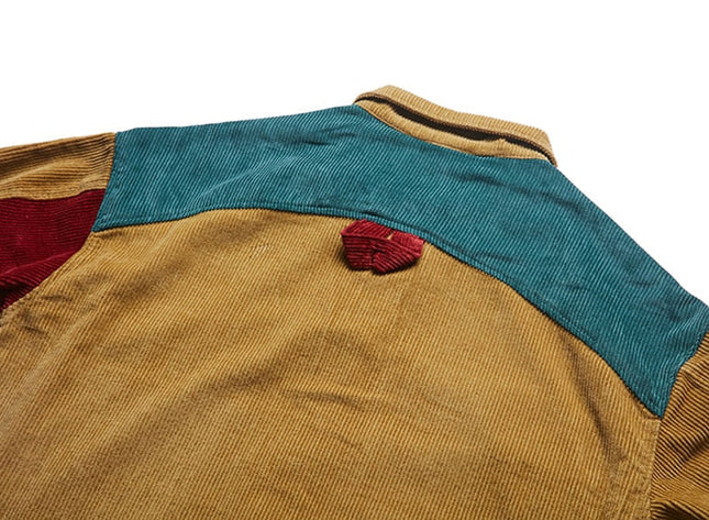 Men Corduroy Patchwork Men's Jacket Pockets High Street  Streetwear-4