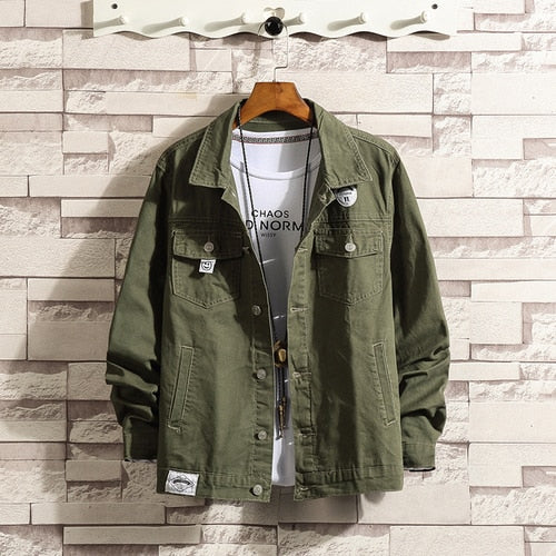 6XL Baggy Jackets Black Cotton Autumn Streetwear Fashion Army Green Hip Hop College Military Style Coat Japan Bomber Jacket Men-0
