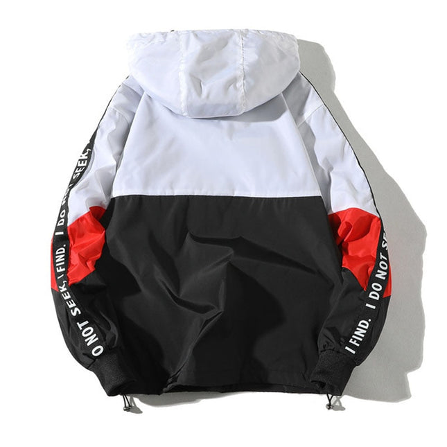 Spring Hip Hop Mens Hooded Windbreaker Jacket Patchwork Vintage Loose Track Hoodie Jacket Coats Streetwear Chaqueta hombre-4