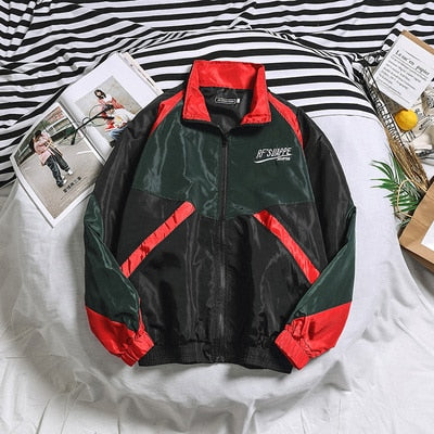 Jacket Men Windbreaker Autumn Hip Hop Couple Thin Jacket Windbreaker Patchwork Multi Pockets Casual Track Coat Streetwear-5