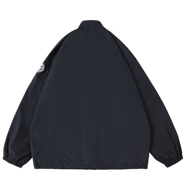Hit Color Embroidery Turn-down Collar Jacket Men College Style Windproof Tracksuit Coats High Street Vintage Streetwear-1