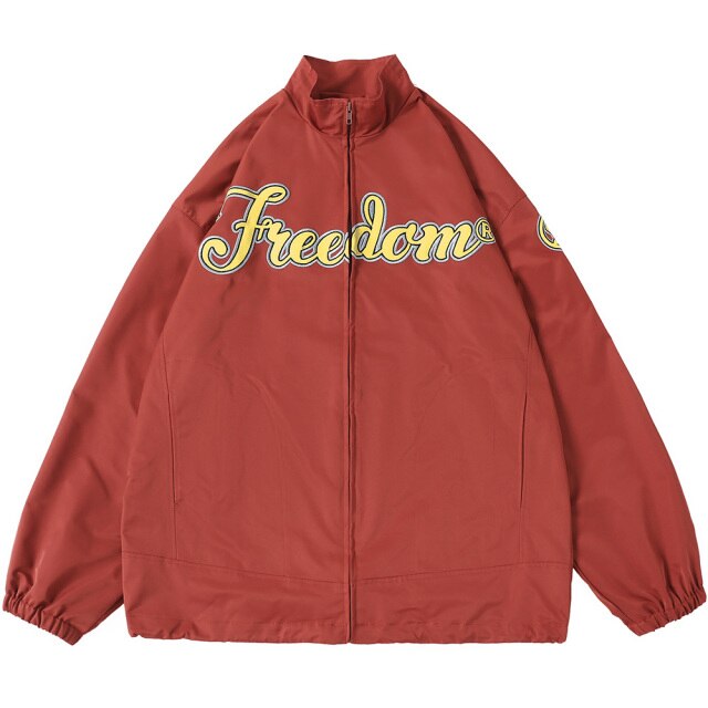 Hit Color Embroidery Turn-down Collar Jacket Men College Style Windproof Tracksuit Coats High Street Vintage Streetwear-5