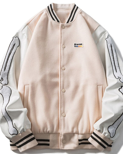 Soft Furry Patch Leather Patchwork Baseball Jacket Men Coats Autumn Baggy All-match College Style Bomber Jackets Couple-0