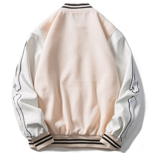 Soft Furry Patch Leather Patchwork Baseball Jacket Men Coats Autumn Baggy All-match College Style Bomber Jackets Couple-1