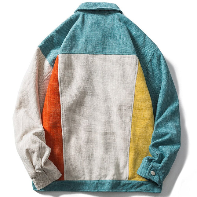 Jacket Men Color Block Patchwork Baggy Coat Men Vintage Harajuku Fashion College Style Outwear Autumn Streetwear Couple-1