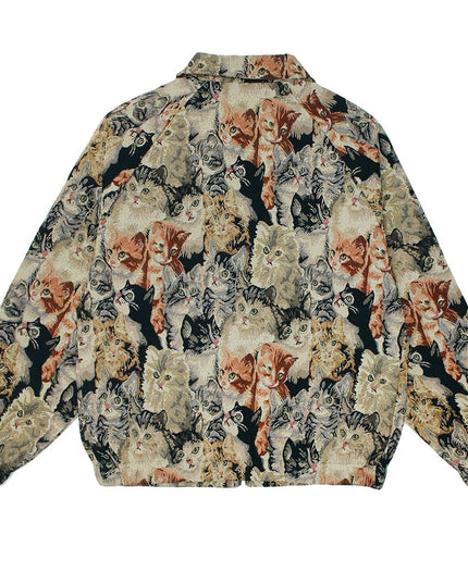 Jacket Men Cute Cat Painting Printed Zipper Coat Autumn Loose Casual Retro Cool Hip Hop Style Outwear Couple Streetwear-1