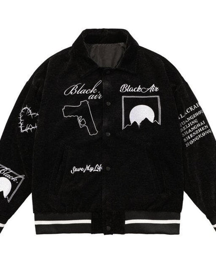 Jacket Men Esthetics Line Letter Eye Embroidery Bomber Coats Autumn Cozy Baggy Fashion Retro High Street Outwear Couple-2