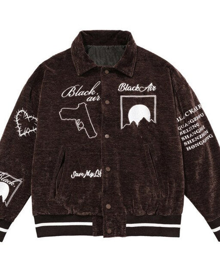 Jacket Men Esthetics Line Letter Eye Embroidery Bomber Coats Autumn Cozy Baggy Fashion Retro High Street Outwear Couple-5