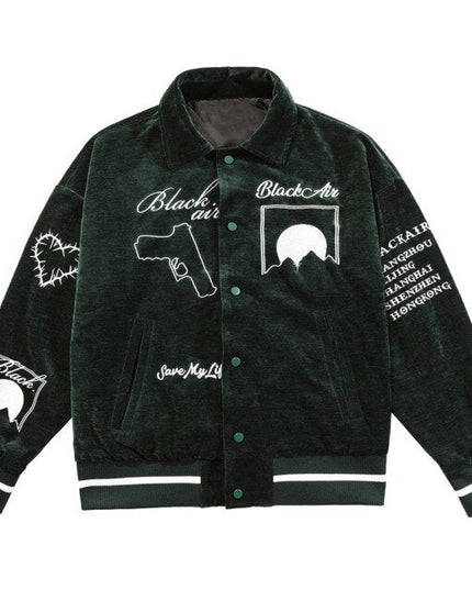Jacket Men Esthetics Line Letter Eye Embroidery Bomber Coats Autumn Cozy Baggy Fashion Retro High Street Outwear Couple-3