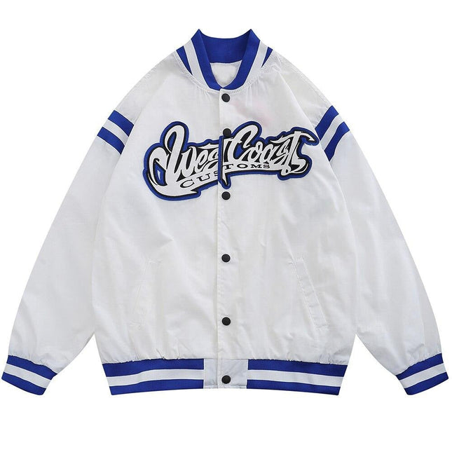 Jacket Men Embroidery Patch Color Block Print Baseball Jacket Coat Men Loose High Street Harajuku Bomber Outwear Autumn-0