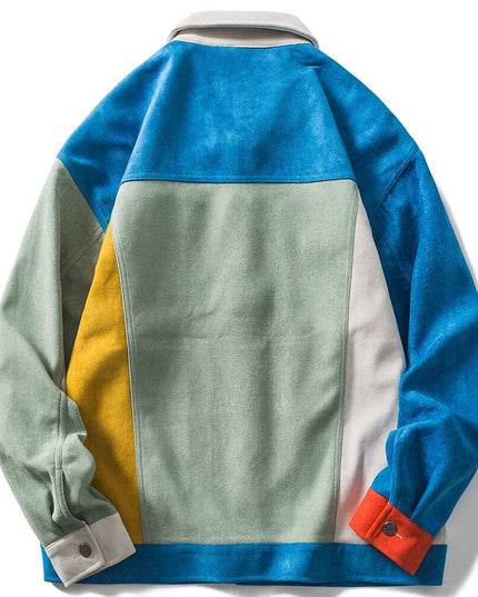 Jackets Retro Hit Color Patchwork Multi-Pocket Varsity Jacket Coat Baggy Harajuku High Street Fashion Autumn Streetwear-1
