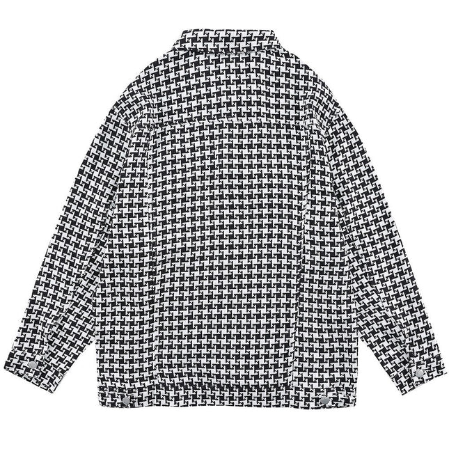 Jacket Men Classic knitted Plaid Turn-down Collar Jackets Coat Autumn Oversize Vintage Fashion All-match Outwear Unisex-1