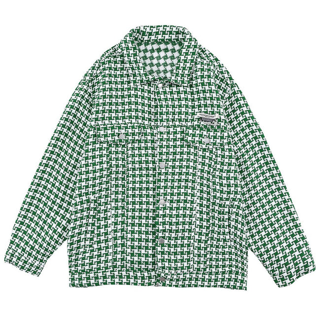 Jacket Men Classic knitted Plaid Turn-down Collar Jackets Coat Autumn Oversize Vintage Fashion All-match Outwear Unisex-3