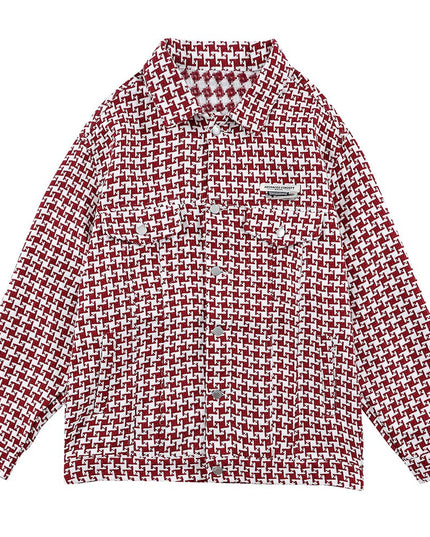 Jacket Men Classic knitted Plaid Turn-down Collar Jackets Coat Autumn Oversize Vintage Fashion All-match Outwear Unisex-2