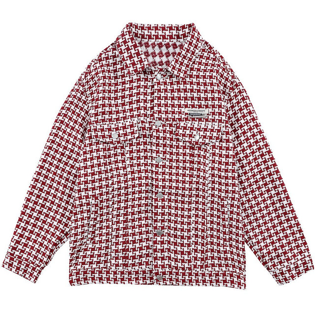 Jacket Men Classic knitted Plaid Turn-down Collar Jackets Coat Autumn Oversize Vintage Fashion All-match Outwear Unisex-2