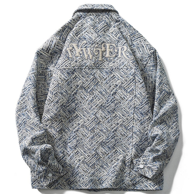Jacket Men Harajuku Pattern Letter Patch Turn-down Collar Jackets Coat Baggy Japanese Fashion All-match Outwear Autumn-1