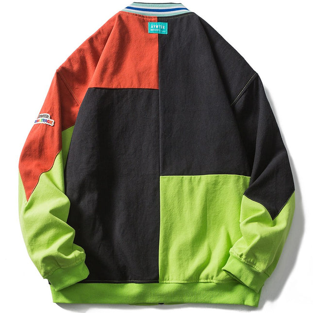 Jacket Men Hit Color Patchwork Zipper Jackets Coats Autumn Casual Oversized Outwear Harajuku Hip Hop Hipster Streetwear-1