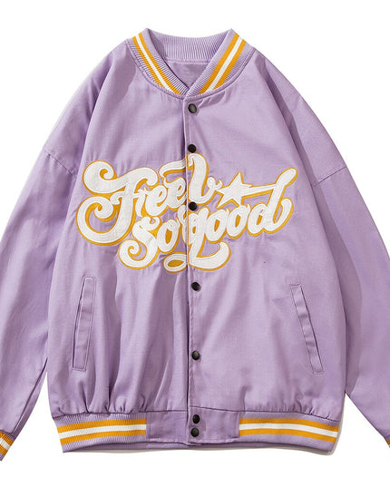 Letter Embroidery Stripe Patchwork Baseball Jacket Men Baggy Retro All-match High Street Bomber Coats Couple Streetwear-2