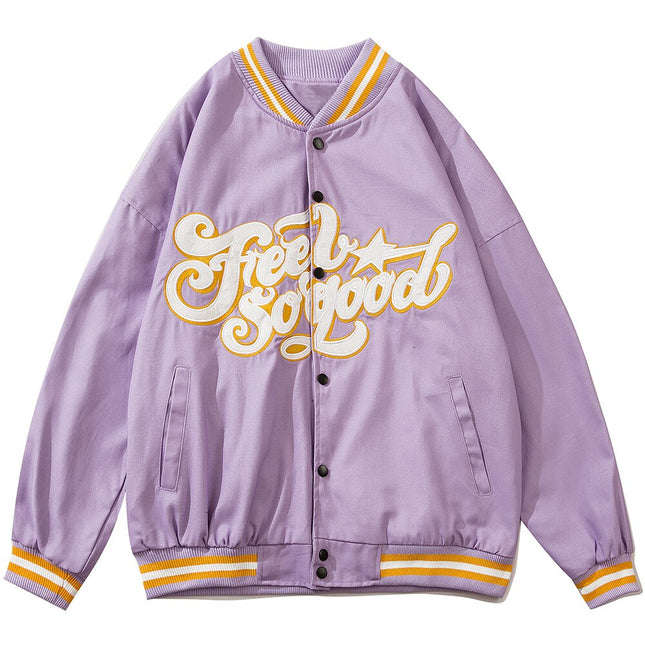 Letter Embroidery Stripe Patchwork Baseball Jacket Men Baggy Retro All-match High Street Bomber Coats Couple Streetwear-2