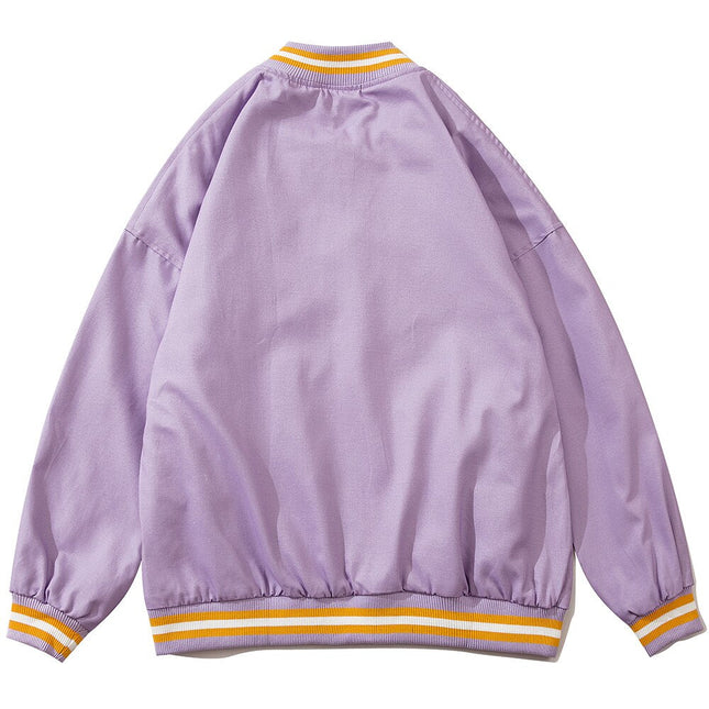 Letter Embroidery Stripe Patchwork Baseball Jacket Men Baggy Retro All-match High Street Bomber Coats Couple Streetwear-3