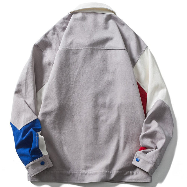 Jacket Men Colorful Patchwork Zipper Pocket Outwear Autumn Baggy Fashion Hip Hop Harajuku Cargo Coats Unisex Streetwear-1